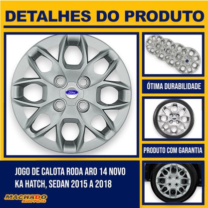 Jogo Calota Aro 14 Novo Ka Hatch Sedan 2015 Até 2018