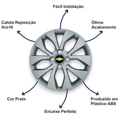 Jogo Calota Aro 14 Chevrolet Onix Prisma 2017 Até 2020 