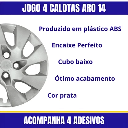 Jogo Calota Aro 14  Onix Prisma Corsa Celta 2014 Até 2016