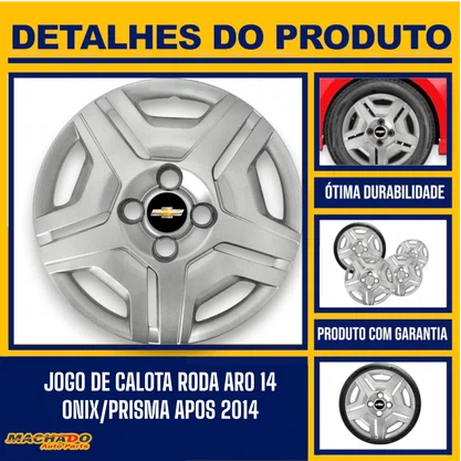 Jogo Calota Aro 14 Onix Prisma Joy 2014 Até 2018