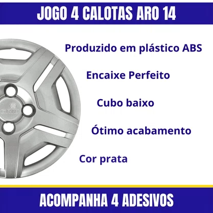 Jogo Calota Aro 14 Onix Prisma Joy 2014 Até 2018