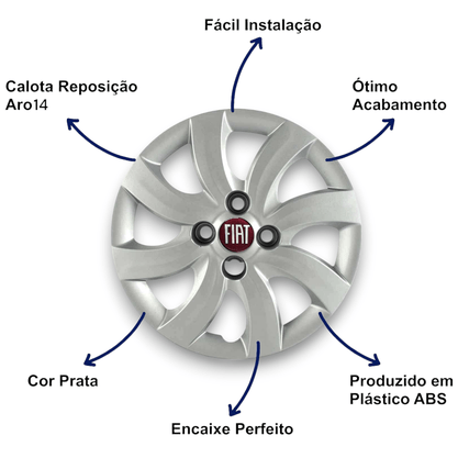 Jogo Calota Aro 14 Fiat Palio Attractive 2012 Até 2013