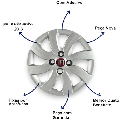 Jogo Calota Aro 14 Fiat Palio Attractive 2012 Até 2013