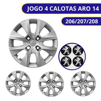 Jogo Calota Aro 14 Peugeot 206 207 208 307 2015 Ate 2016