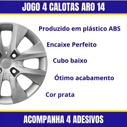 Jogo Calota Aro 14 Peugeot 206 207 208 307 2015 Ate 2016