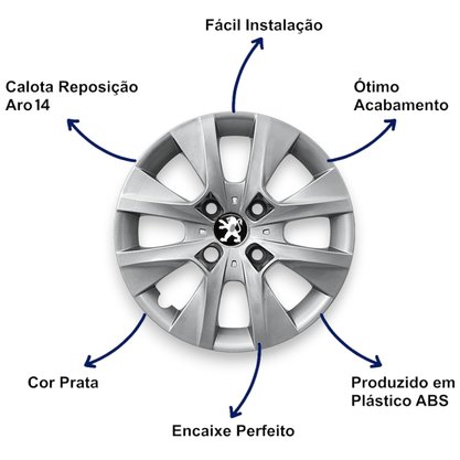 Jogo Calota Aro 14 Peugeot 206 207 208 307 2015 Ate 2016