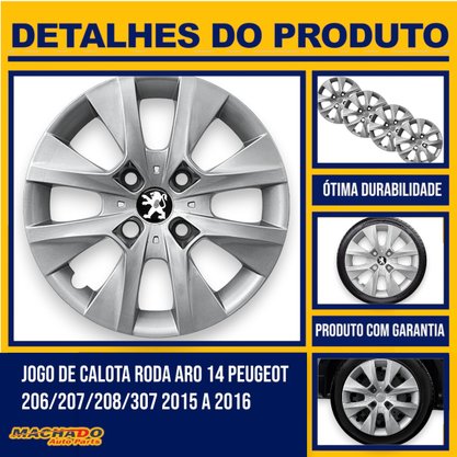 Jogo Calota Aro 14 Peugeot 206 207 208 307 2015 Ate 2016