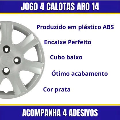 Jogo Calota Aro 14 Peugeot 206 207 307 2010 Até 2016