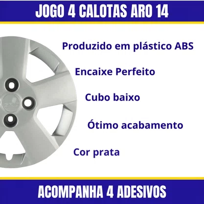 Jogo Calota Aro 14 Prisma Celta Montana 2011 Até 2017