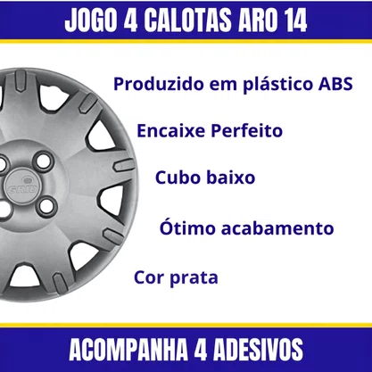 Jogo Calota Aro 14 Prisma e Celta 2008 a 2013 