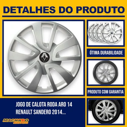 Jogo Calota Aro 14 Renault Sandero 2014 Até 2020