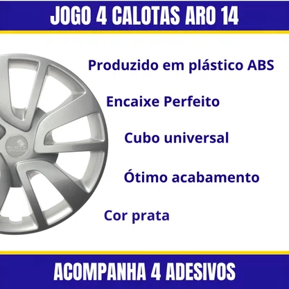 Jogo Calota Aro 14 Renault Sandero 2014 Até 2020