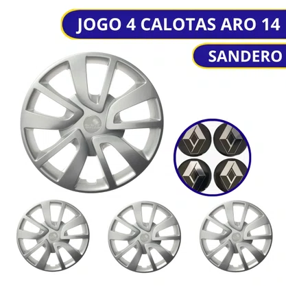 Jogo Calota Aro 14 Renault Sandero 2014 Até 2020