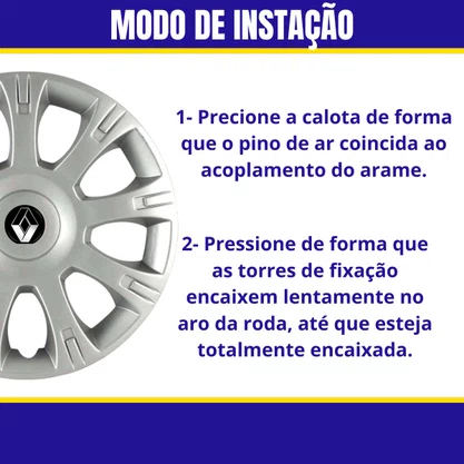 Jogo Calota Aro 14 Renault Sandero Logan Clio 2009 Até 2014