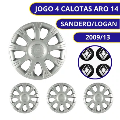 Jogo Calota Aro 14 Renault Sandero Logan Clio 2009 Até 2014