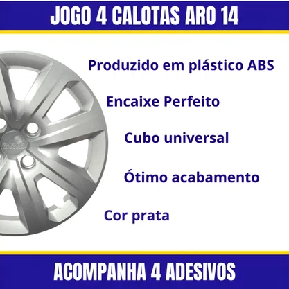 Jogo Calota Aro 14 Saveiro Gol G5 G6 2010 Até 2016