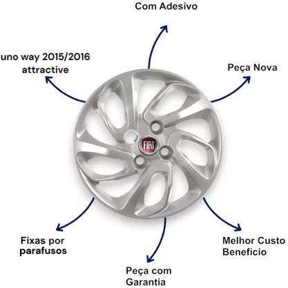 Jogo Calota Aro 14 Palio Uno Way 2015 Até 2016 Attractive 
