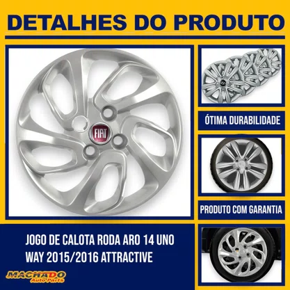 Jogo Calota Aro 14 Palio Uno Way 2015 Até 2016 Attractive 
