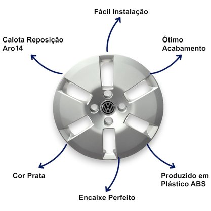 Jogo Calota Aro 14 Volkswagen UP 2014 ate 2016