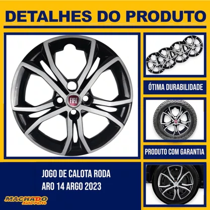 Jogo Calota Aro 15 Argo Após 2023 Prata Preto