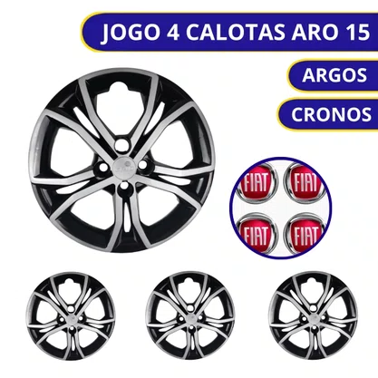 Jogo Calota Aro 15 Argo Após 2023 Prata Preto