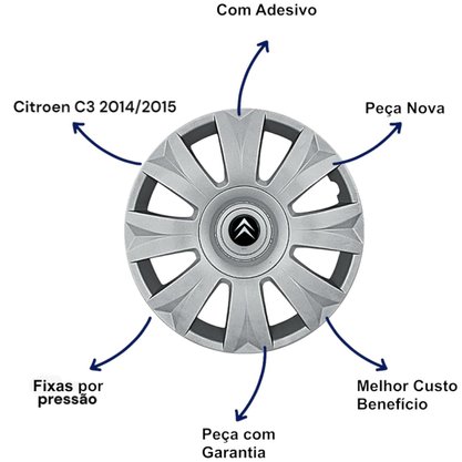 Jogo Calota Aro 15 Citroen C3 2014 Até 2015
