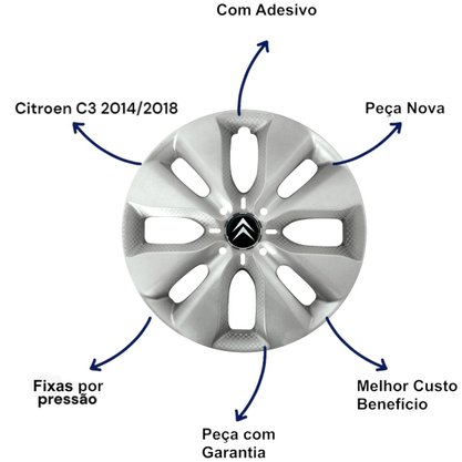 Jogo Calota Aro 15 Citroen C3 2014 Até 2018 