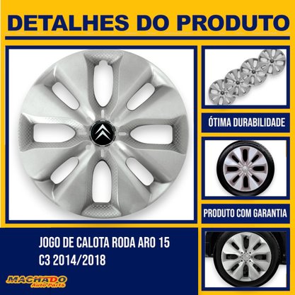 Jogo Calota Aro 15 Citroen C3 2014 Até 2018 