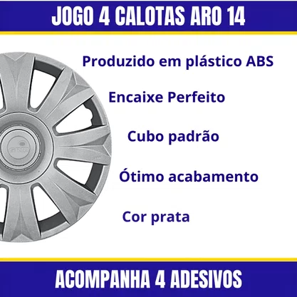 Jogo Calota Aro 15 Citroen C3 2014 Até 2015