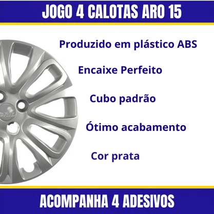 Jogo Calota Aro 15 Fiat Punto 2007 Até 2016 
