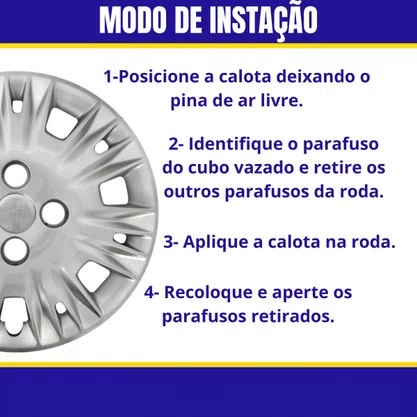 Jogo Calota Aro 15 Ford New Fiesta 2014 Até 2017