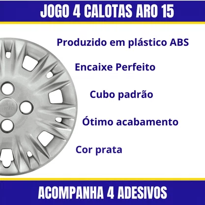 Jogo Calota Aro 15 Ford New Fiesta 2014 Até 2017