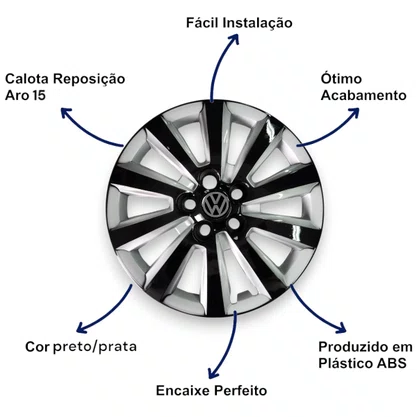 Jogo Calota Aro 15 Fox/Space/Polo 2014 Cubo Padrão