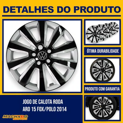 Jogo Calota Aro 15 Fox/Space/Polo 2014 Cubo Padrão