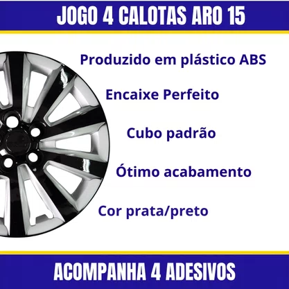 Jogo Calota Aro 15 Fox/Space/Polo 2014 Cubo Padrão