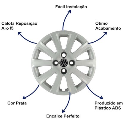 Jogo Calota Aro 15 Gol Voyage G5 2009 Até 2013