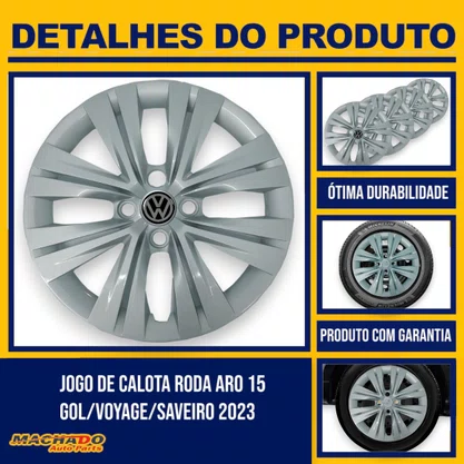 Jogo Calota Aro 15 Gol Voyage Saveiro 2023 Prata