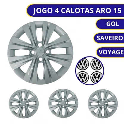Jogo Calota Aro 15 Gol Voyage Saveiro 2023 Prata