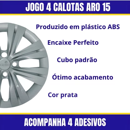 Jogo Calota Aro 15 Gol Voyage Saveiro 2023 Prata