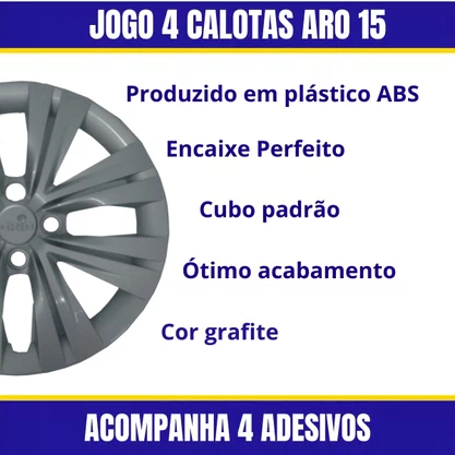 Jogo Calota Aro 15 Gol Voyage Saveiro G7 Após 2017 Grafite