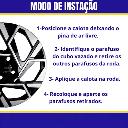 Jogo Calota Aro 15 HB20 2024 Preto e Prata Cubo Padrão
