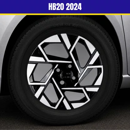 Jogo Calota Aro 15 HB20 2024 Preto e Prata Cubo Padrão