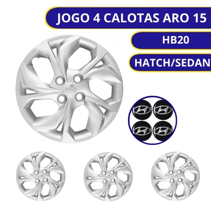Jogo Calota Aro 15 Hyundai Hatch Sedan HB20 2019 Até 2022 