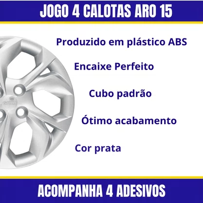Jogo Calota Aro 15 Hyundai Hatch Sedan HB20 2019 Até 2022 