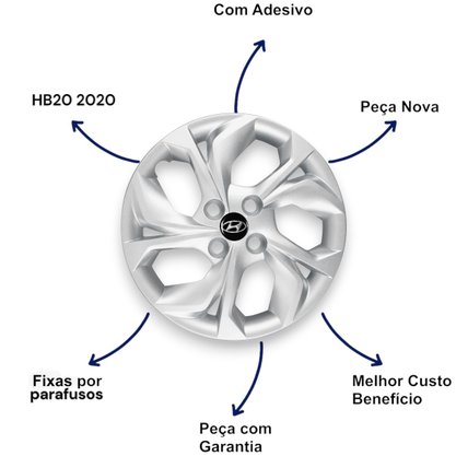 Jogo Calota Aro 15 Hyundai Hatch Sedan HB20 2019 Até 2022 