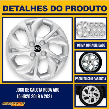 Jogo Calota Aro 15 Hyundai Hatch Sedan HB20 2019 Até 2022 