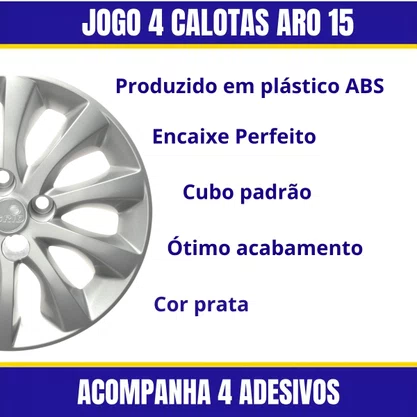 Jogo Calota Aro 15 Idea Punto 2012 Até 2016 