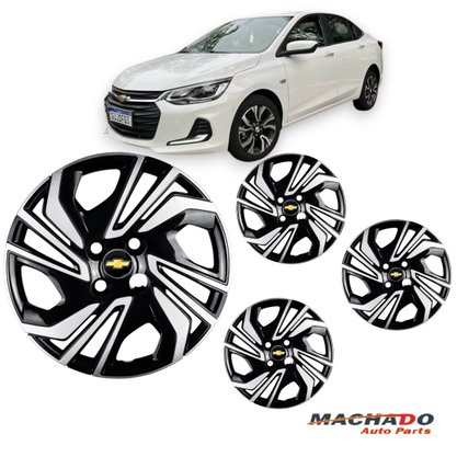 Jogo Calota Aro 15 Onix Hatch Plus Após 2023 Preto Prata