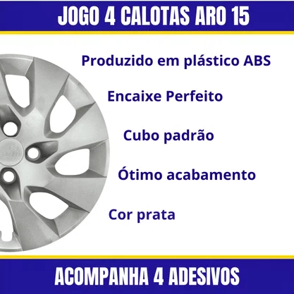 Jogo Calota Aro 15 Onix Prisma 2014 até 2016 