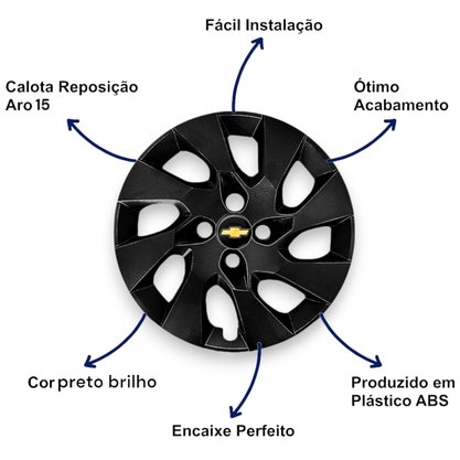 Jogo Calota Aro 15 Onix Prisma Celta 2013 até 2016